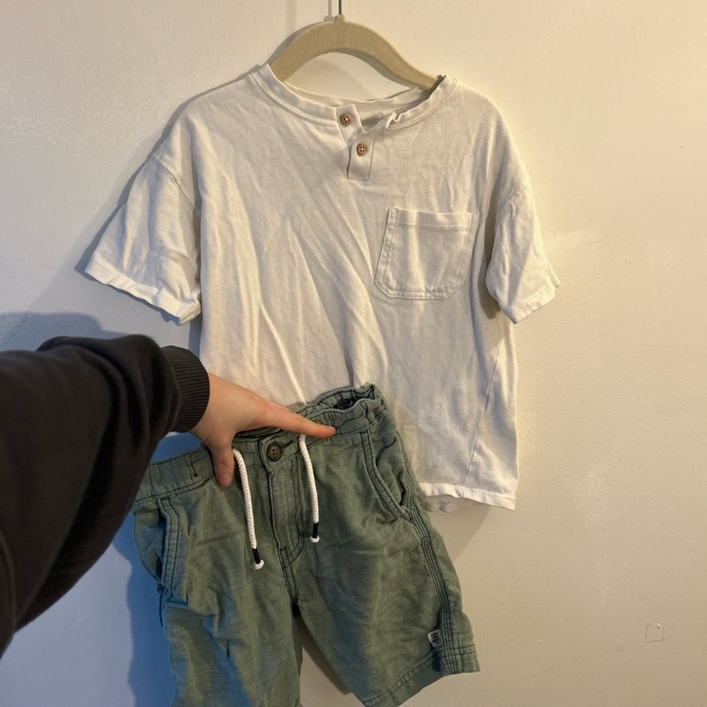 Zara White and Green Kids Matching Set